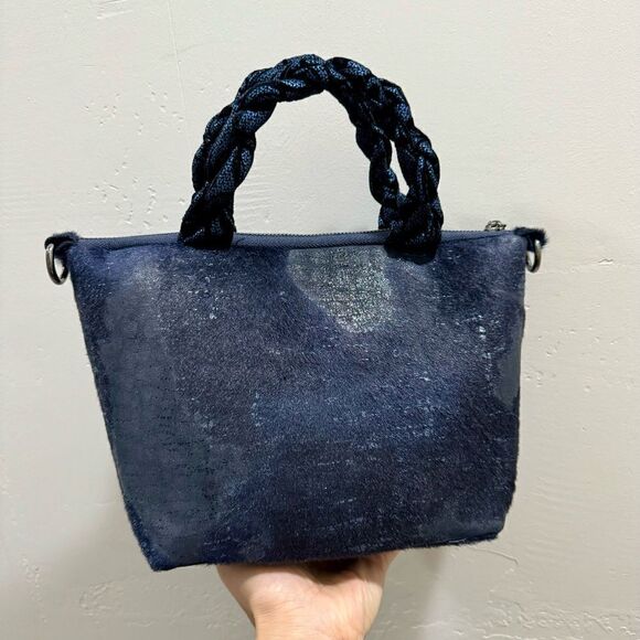 Multi Use Handmade Genuine Hair-On Calfskin & Braided Top Handle Bag/ Crossbody - Picture 1 of 16